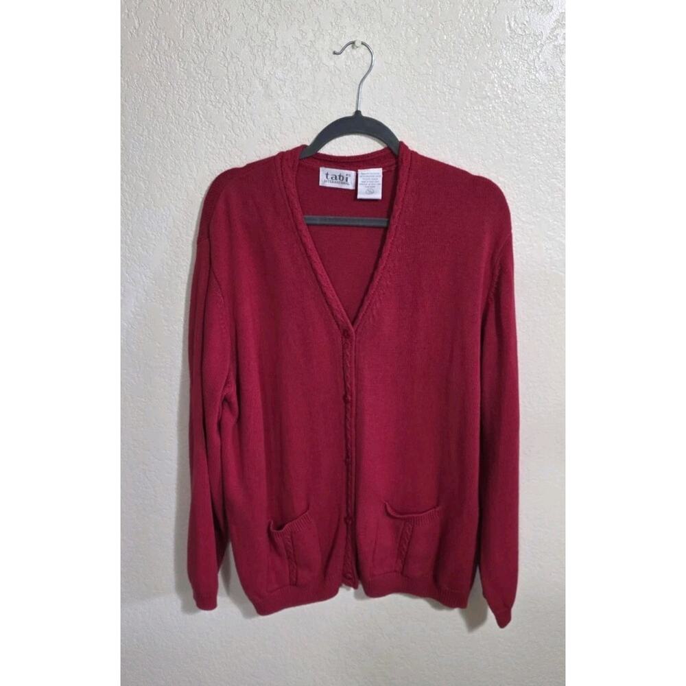 Tabi International Red Sweater Vintage Button Down Cotton Women's XL